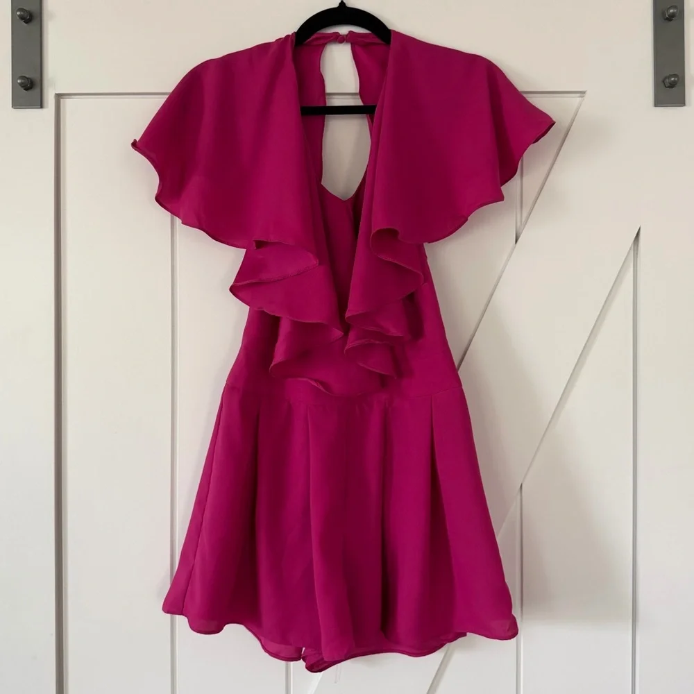 Ark & Co Hot Pink Ruffle Romper - Picture 2 of 6